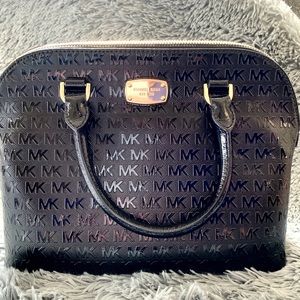 Michael Kors black patent leather dome satchel
